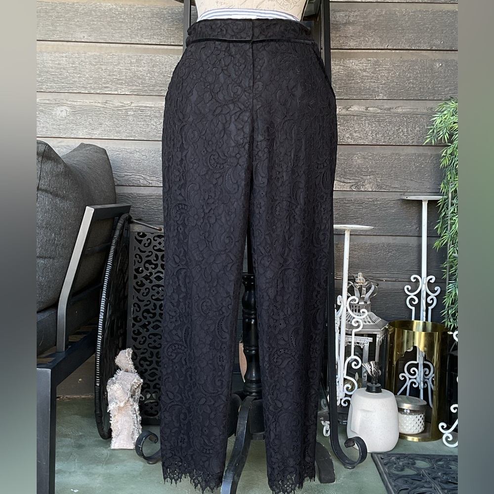 Vineyard Vines Floral Lace Cocktail Black Pants Size 6 NEW